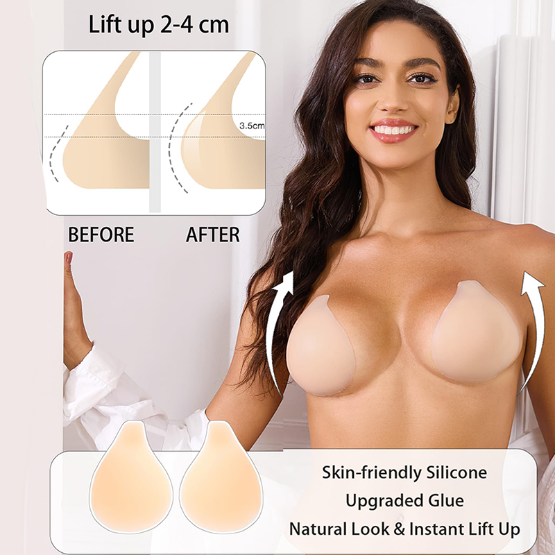 Strapless Bra Adhesive - 1/2 Pary Damskich Biustonoszy Samoprzylepnych Push
