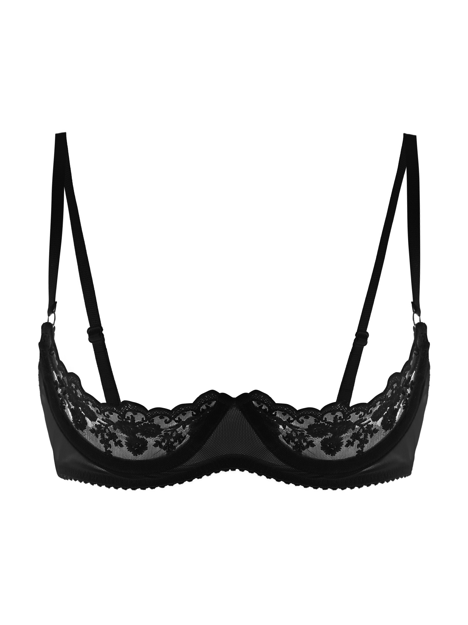 Sheer Bra Lace - Damski seksowny biustonosz z otwartymi miseczkami,