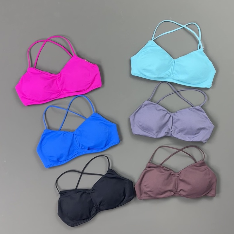 Sports Bra Racerback - HISTELLO Damski sportowy biustonosz z marszczeniami