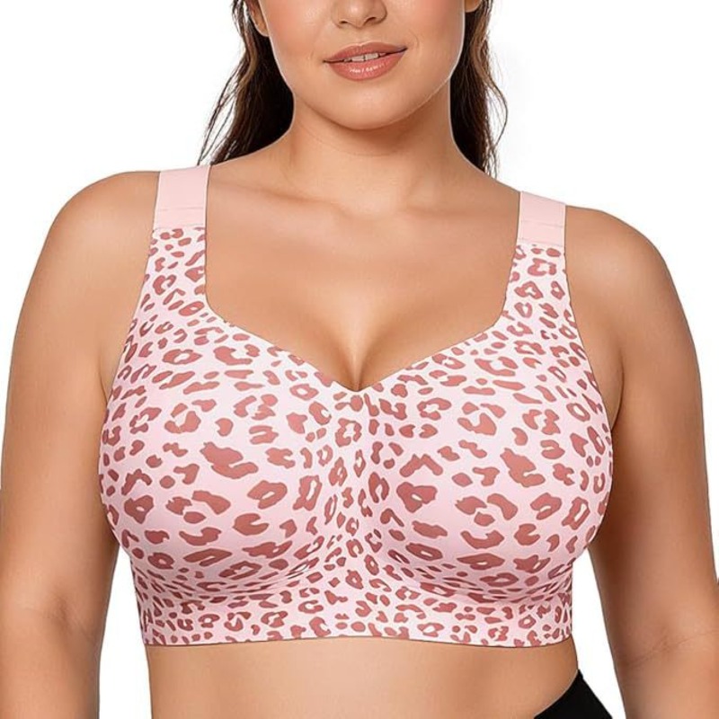 Plunge Bra Push Up - Biustonosze Leopard Jelly Bez Fiszbin Push