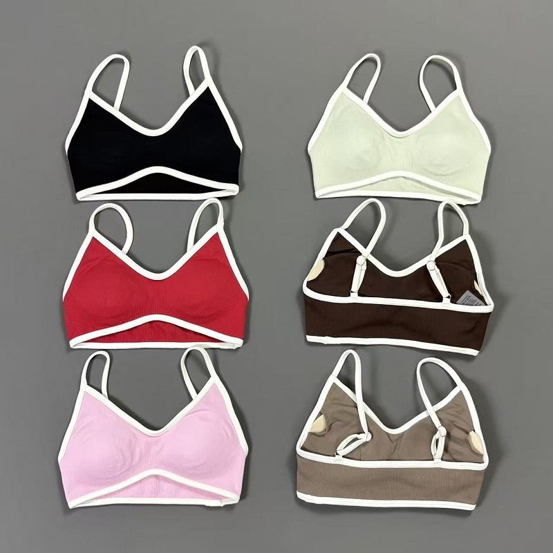 Sports Bra Racerback - Damski biustonosz sportowy z kontrastowymi liniami,