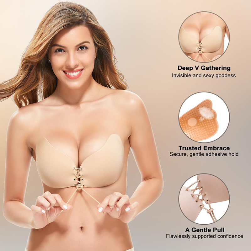 Plunge Bra Push Up - 1/2 Pary Damskie Letnie Biustonosze Bez