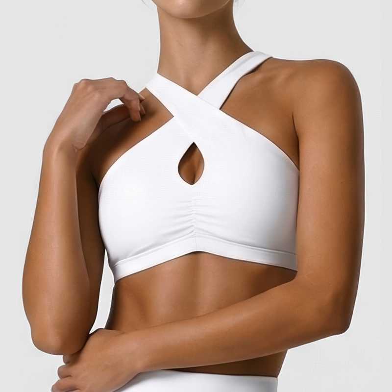 Sports Bra Racerback - Damska miękka sportowa bielizna, jednolity kolor,