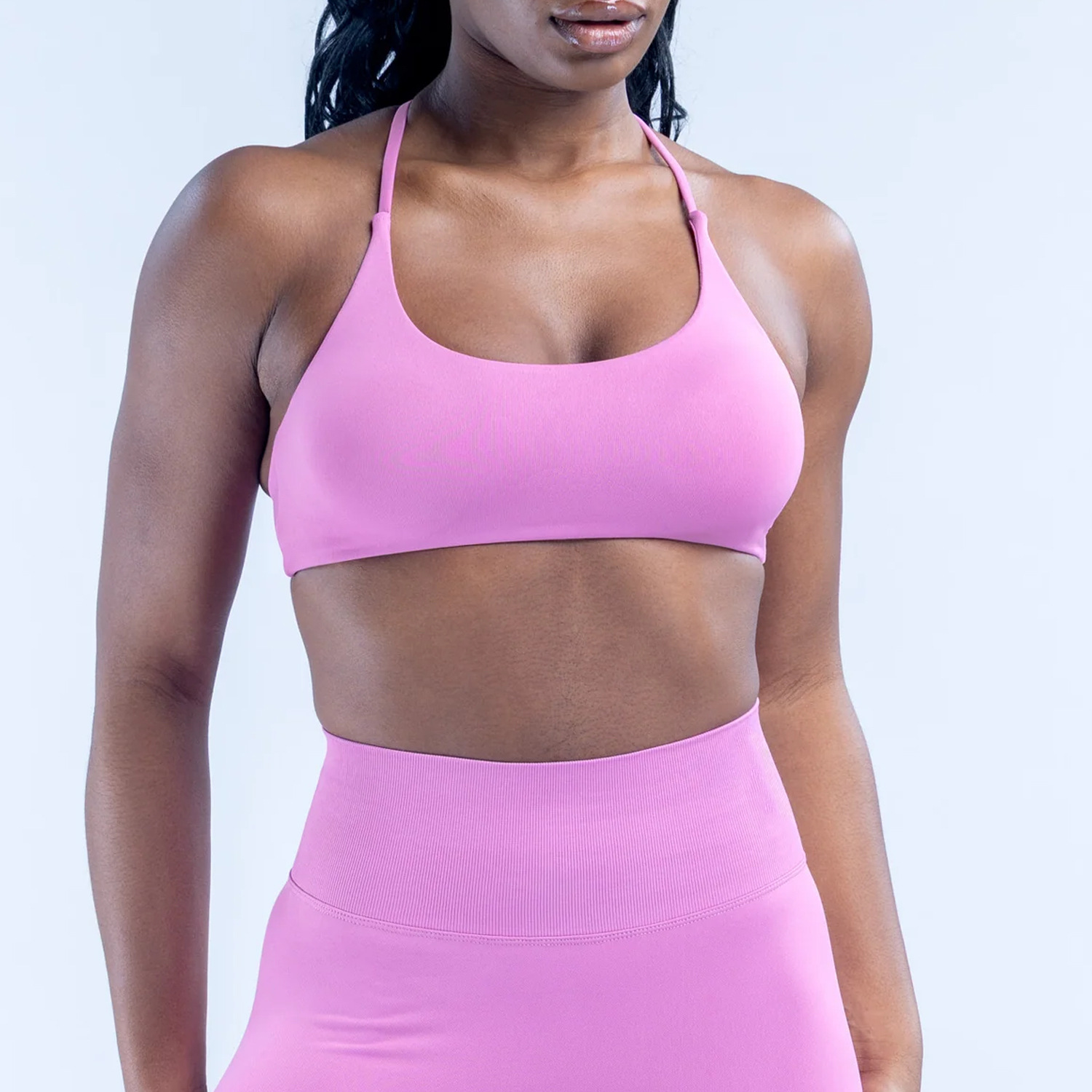 Sports Bra Racerback - Bezszwowy biustonosz sportowy z logo, krzyżowe