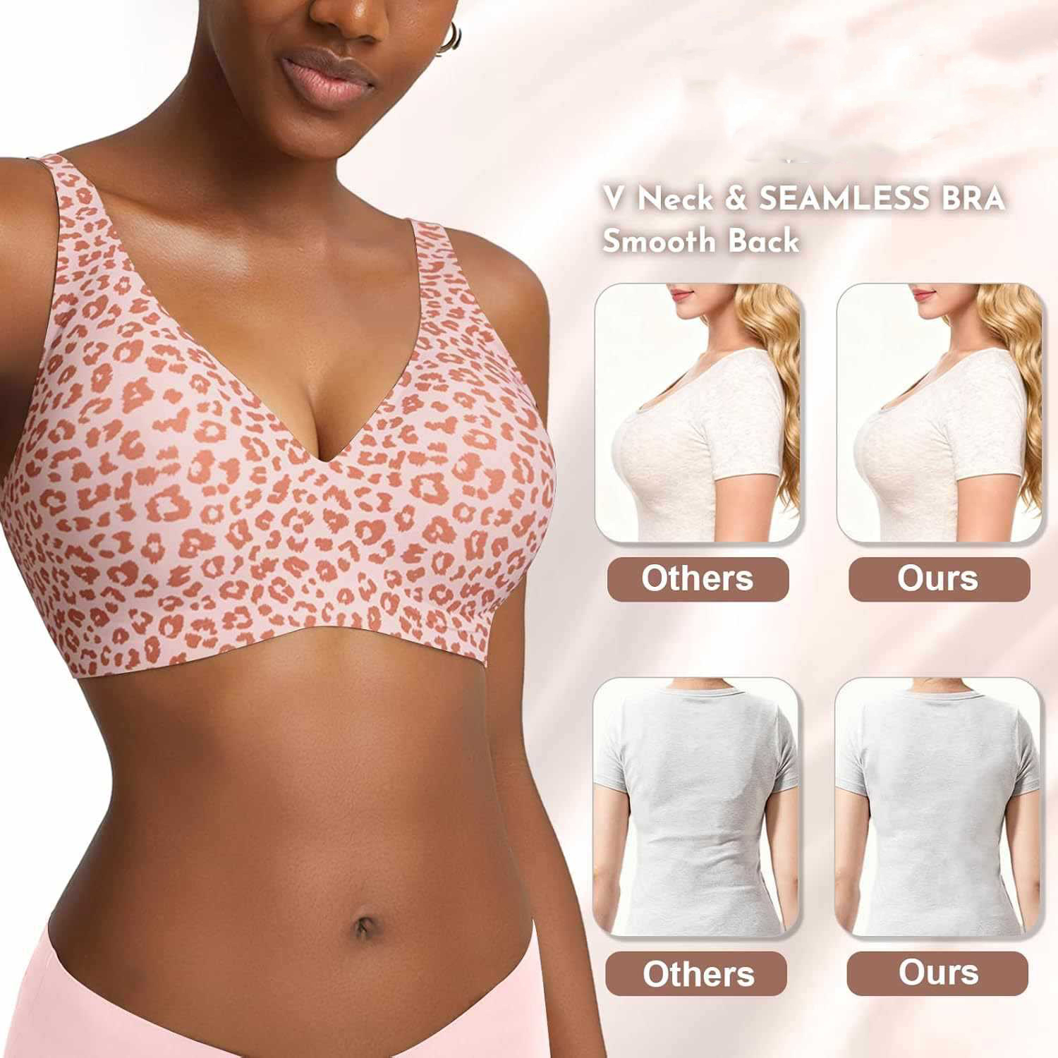 Damski bezszwowy różowy biusto – Plunge Bra Push Up recenzja i cena